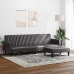vidaXL Set de canapele, 2 piese, gri, piele ecologică