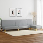vidaXL Set de canapele, 2 piese, gri deschis, material textil vidaXL Set de canapele, 2 piese, gri deschis, material textil