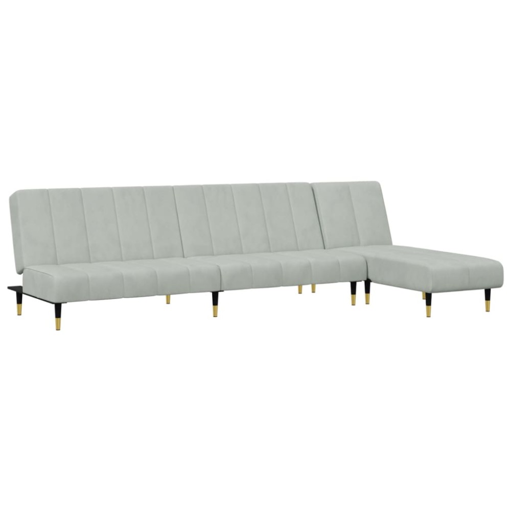 vidaXL Set canapea, 2 piese, gri deschis, catifea