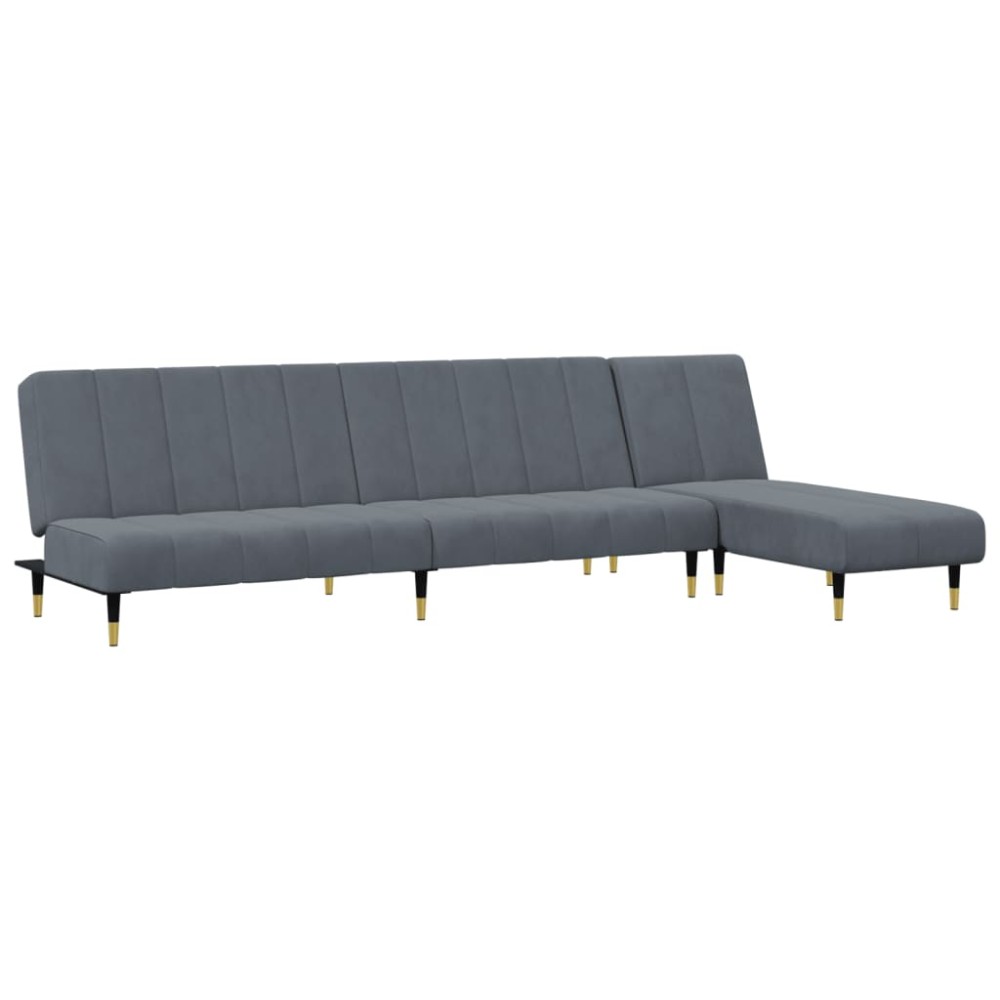 vidaXL Set canapea, 2 piese, gri închis, catifea