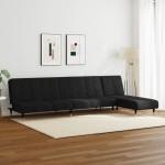 vidaXL Set canapea 2 piese, negru, catifea