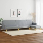 vidaXL Set de canapele, 2 piese, gri deschis, material textil vidaXL Set de canapele, 2 piese, gri deschis, material textil