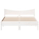 vidaXL Cadru de pat fără saltea, alb, 150x200 cm, lemn masiv pin vidaXL Cadru de pat fără saltea, alb, 150x200 cm, lemn masiv pin