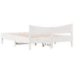 vidaXL Cadru de pat fără saltea, alb, 150x200 cm, lemn masiv pin vidaXL Cadru de pat fără saltea, alb, 150x200 cm, lemn masiv pin
