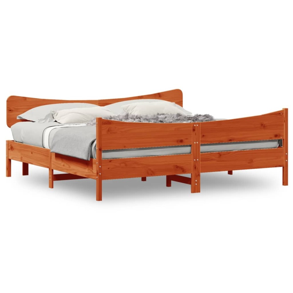 vidaXL Cadru de pat fără saltea, maro ceruit 180x200 cm lemn masiv pin