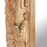 vidaXL Oglindă sculptată manual, maro, 50x50 cm, lemn masiv de mango