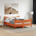 vidaXL Cadru de pat fără saltea, maro ceruit 140x200 cm lemn masiv pin vidaXL Cadru de pat fără saltea, maro ceruit 140x200 cm lemn masiv pin