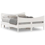 vidaXL Cadru de pat fără saltea, alb, 140x190 cm, lemn masiv de pin