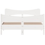 vidaXL Cadru de pat fără saltea, alb, 140x190 cm, lemn masiv de pin