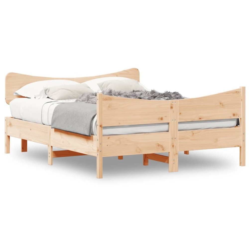 vidaXL Cadru de pat fără saltea, 135x190 cm, lemn masiv de pin