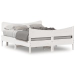vidaXL Cadru de pat fără saltea, alb, 135x190 cm, lemn masiv de pin vidaXL Cadru de pat fără saltea, alb, 135x190 cm, lemn masiv de pin