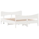vidaXL Cadru de pat fără saltea, alb, 135x190 cm, lemn masiv de pin vidaXL Cadru de pat fără saltea, alb, 135x190 cm, lemn masiv de pin