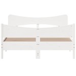 vidaXL Cadru de pat fără saltea, alb, 135x190 cm, lemn masiv de pin vidaXL Cadru de pat fără saltea, alb, 135x190 cm, lemn masiv de pin