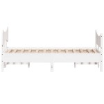 vidaXL Cadru de pat fără saltea, alb, 135x190 cm, lemn masiv de pin vidaXL Cadru de pat fără saltea, alb, 135x190 cm, lemn masiv de pin