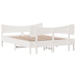 vidaXL Cadru de pat fără saltea, alb, 135x190 cm, lemn masiv de pin vidaXL Cadru de pat fără saltea, alb, 135x190 cm, lemn masiv de pin