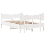 vidaXL Cadru de pat fără saltea, alb, 120x190 cm, lemn masiv pin