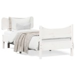 vidaXL Cadru de pat fără saltea, alb, 75x190 cm, lemn masiv de pin