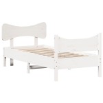 vidaXL Cadru de pat fără saltea, alb, 75x190 cm, lemn masiv de pin