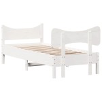 vidaXL Cadru de pat fără saltea, alb, 75x190 cm, lemn masiv de pin