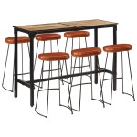 VidaXL Set de bar, 7 piese, lemn masiv de mango și metal VidaXL Set de bar, 7 piese, lemn masiv de mango și metal