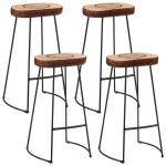 VidaXL Set de bar, 5 piese, lemn masiv de mango brut și metal VidaXL Set de bar, 5 piese, lemn masiv de mango brut și metal