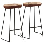VidaXL Set de bar, 3 piese, lemn masiv de mango brut și metal VidaXL Set de bar, 3 piese, lemn masiv de mango brut și metal