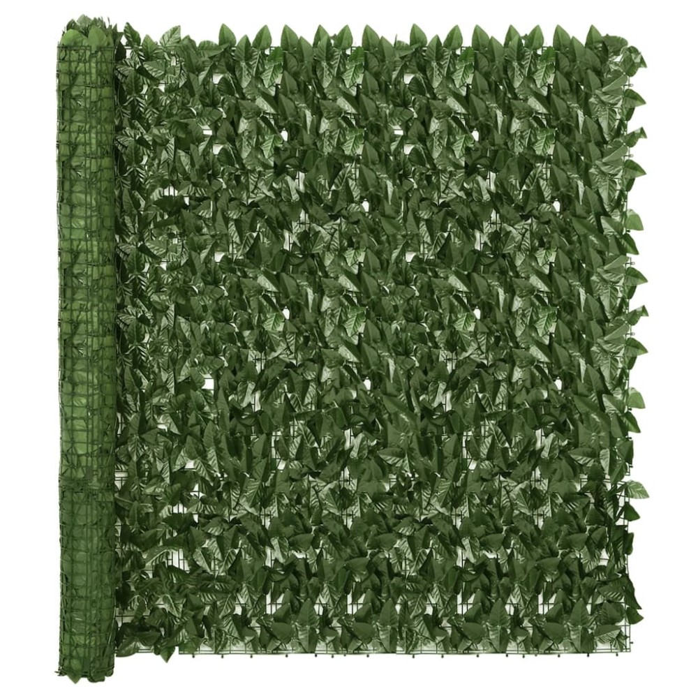 vidaXL Paravan intimitate de balcon din frunze verde închis 300x150 cm