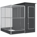 vidaXL Voliera de păsări cu extensie, argintiu, 209x203x216 cm, oțel vidaXL Voliera de păsări cu extensie, argintiu, 209x203x216 cm, oțel