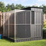 vidaXL Voliera de păsări cu extensie, argintiu, 209x203x216 cm, oțel vidaXL Voliera de păsări cu extensie, argintiu, 209x203x216 cm, oțel