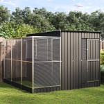 vidaXL Voliera de păsări cu extensie, argintiu, 290x303x216 cm, oțel vidaXL Voliera de păsări cu extensie, argintiu, 290x303x216 cm, oțel