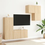 vidaXL Unități TV de perete, 4 piese, stejar sonoma, lemn prelucrat
