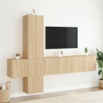 vidaXL Unități TV de perete, 5 piese, stejar sonoma, lemn prelucrat