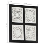 vidaXL Panouri perete sculptate manual, negru/alb, 40x40x1,5 cm, MDF