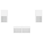 vidaXL Comode TV de perete cu lumini LED, 4 piese, alb