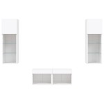 vidaXL Comode TV de perete cu lumini LED, 4 piese, alb