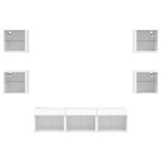 vidaXL Unități de perete TV cu LED-uri, 7 piese, alb, lemn prelucrat