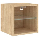 vidaXL Unități de perete TV cu LED-uri, 7 piese, stejar sonoma, lemn