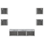 vidaXL Unități TV de perete cu LED-uri 7 piese gri beton lemn compozit