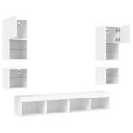 vidaXL Unități de perete TV cu LED-uri, 8 piese, alb, lemn prelucrat vidaXL Unități de perete TV cu LED-uri, 8 piese, alb, lemn prelucrat