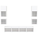 vidaXL Unități de perete TV cu LED-uri, 8 piese, alb, lemn prelucrat vidaXL Unități de perete TV cu LED-uri, 8 piese, alb, lemn prelucrat