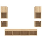 vidaXL Unități de perete TV cu LED-uri, 8 piese, stejar sonoma, lemn