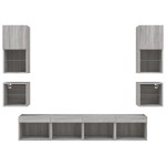 vidaXL Unități de perete TV cu LED-uri, 8 piese, gri sonoma, lemn vidaXL Unități de perete TV cu LED-uri, 8 piese, gri sonoma, lemn
