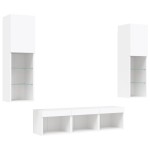 vidaXL Unități de perete TV cu LED-uri, 5 piese, alb, lemn prelucrat vidaXL Unități de perete TV cu LED-uri, 5 piese, alb, lemn prelucrat