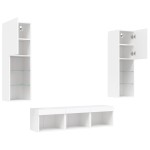 vidaXL Unități de perete TV cu LED-uri, 5 piese, alb, lemn prelucrat vidaXL Unități de perete TV cu LED-uri, 5 piese, alb, lemn prelucrat
