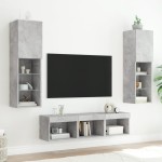 vidaXL Unități TV de perete cu LED-uri 5 piese gri beton lemn compozit