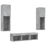 vidaXL Unități TV de perete cu LED-uri 5 piese gri beton lemn compozit