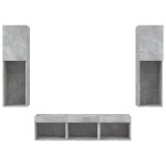 vidaXL Unități TV de perete cu LED-uri 5 piese gri beton lemn compozit