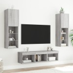 vidaXL Unități de perete TV cu LED-uri, 5 piese, gri sonoma, lemn