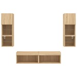 vidaXL Unități de perete TV cu LED-uri, 6 piese, stejar sonoma, lemn