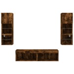 vidaXL Unități de perete TV cu LED-uri, 6 piese, stejar fumuriu, lemn